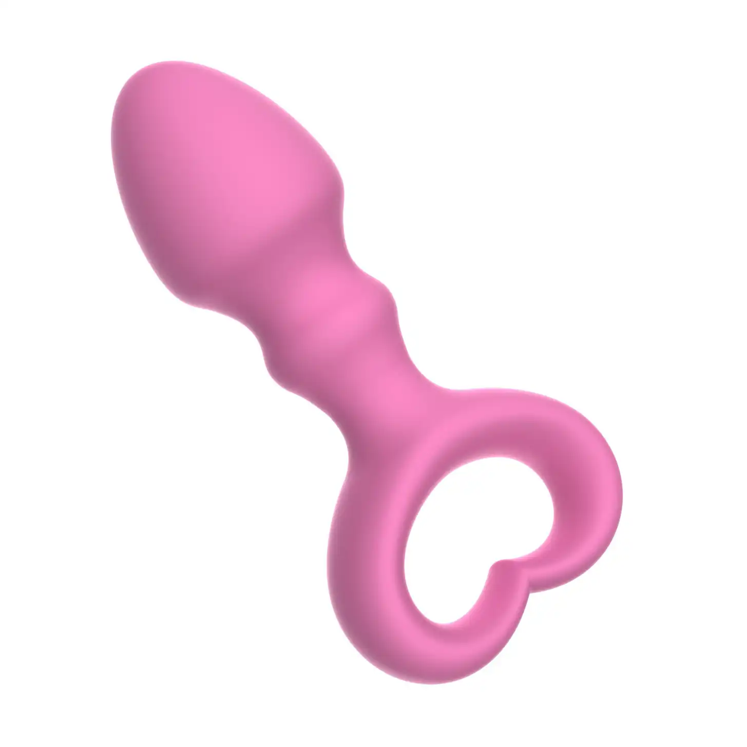 Pink heart handle silicone butt plug