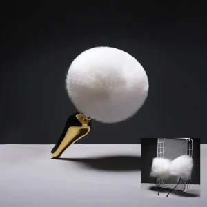 White bunny tail butt plug with ears