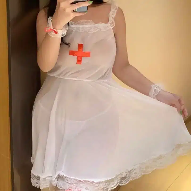 Transparent plus-size sexy nurse costume