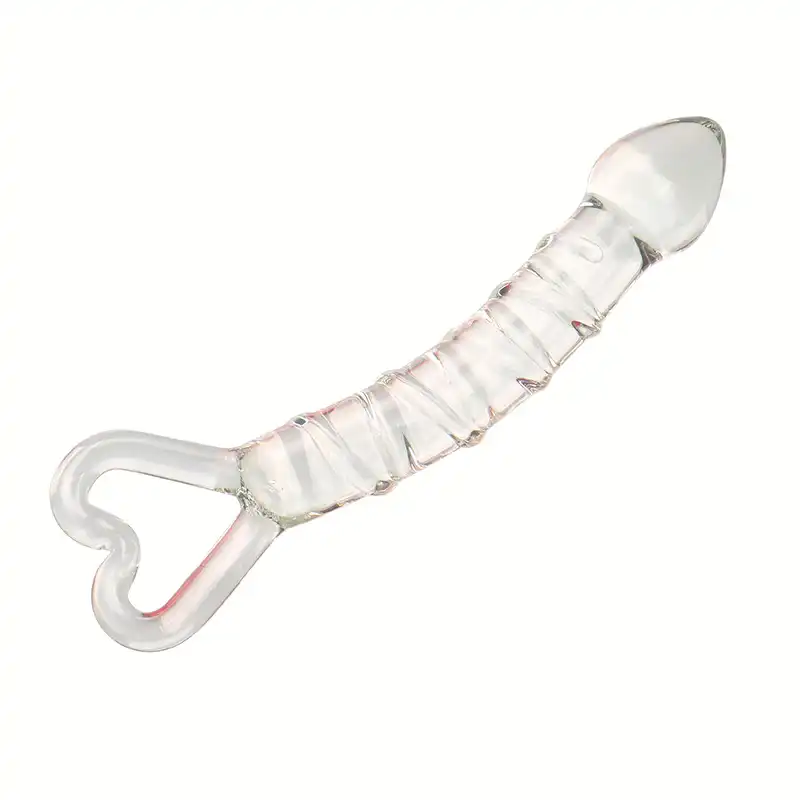 Transparent heart handle glass butt plug