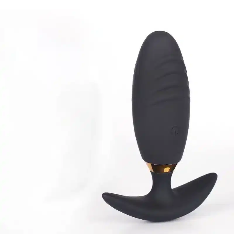 Black wireless remote-controlled large vibrating butt plug