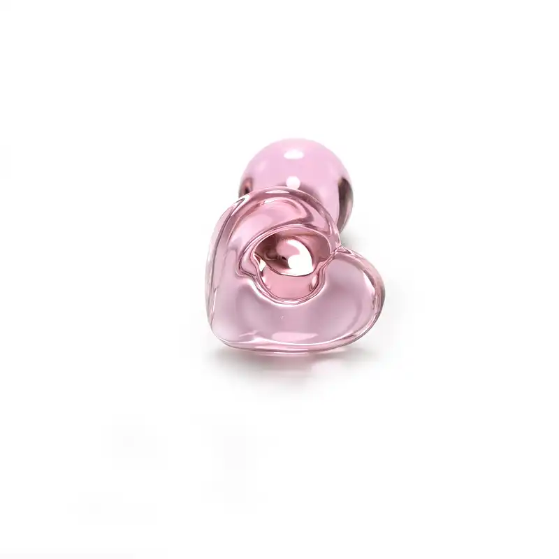 Pink heart glass butt plug