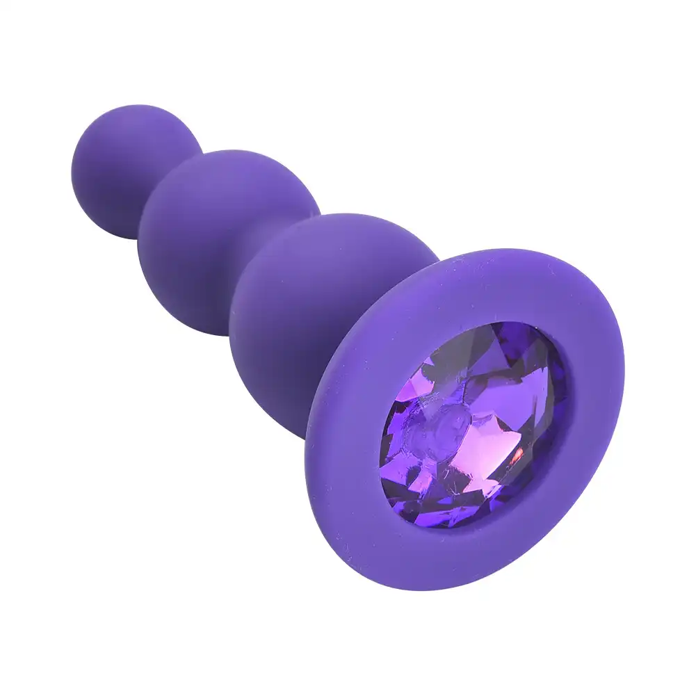 Purple jewel anal bead butt plug for gay