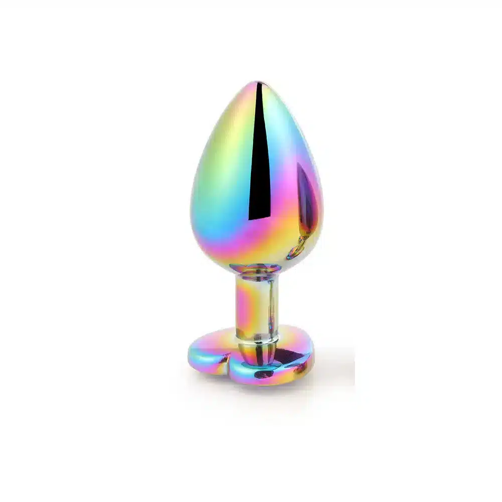 Rainbow-colored huge metal butt plug