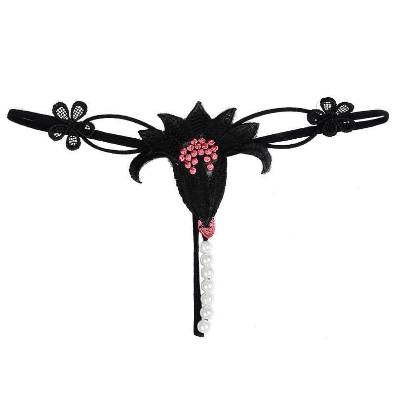 Solid Color Floral-Shaped G-String Pearl Panty YWS-DZK
