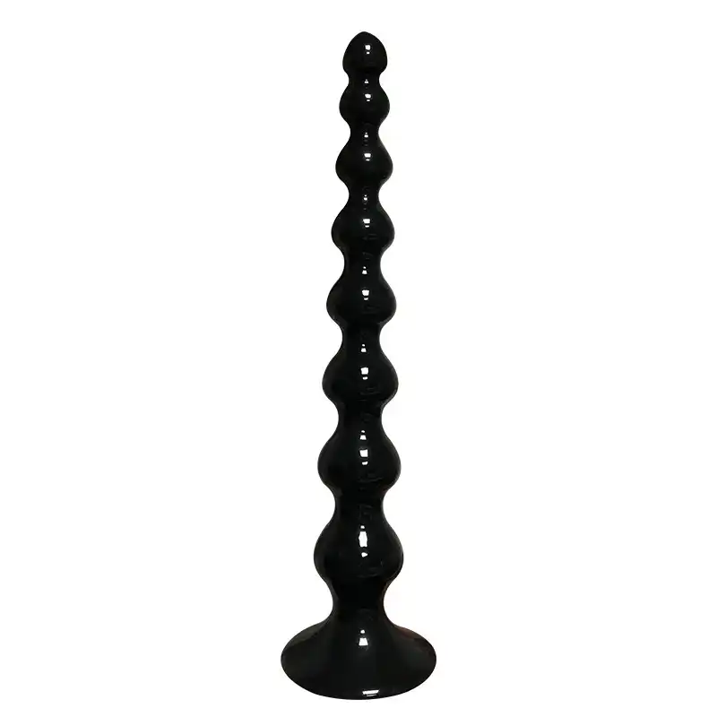Black long dildo with beads