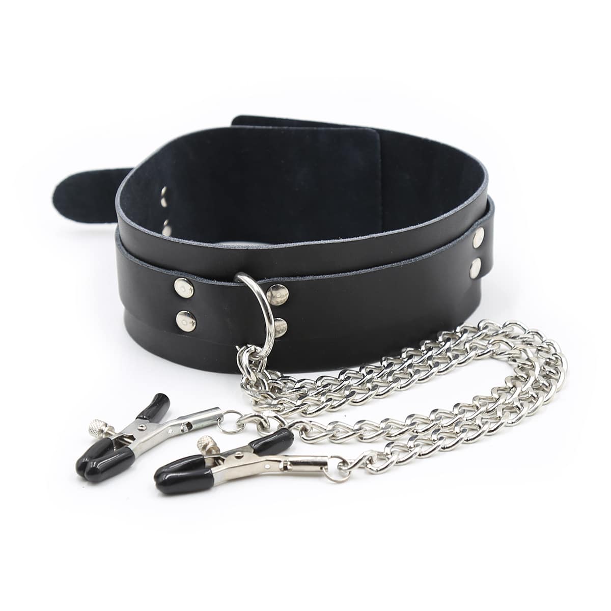 Collared Temptress Collar with Nipple Clamps