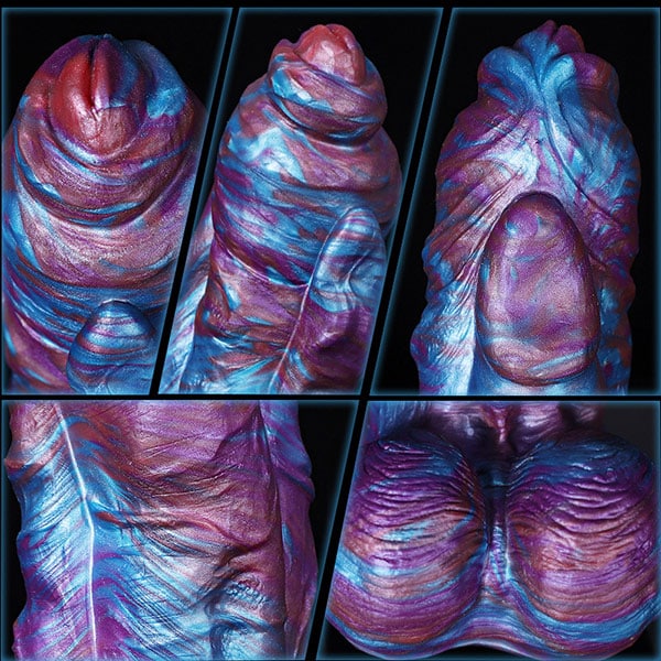 Detail-of-mixed-color-liquid-silicone-thick-dildo