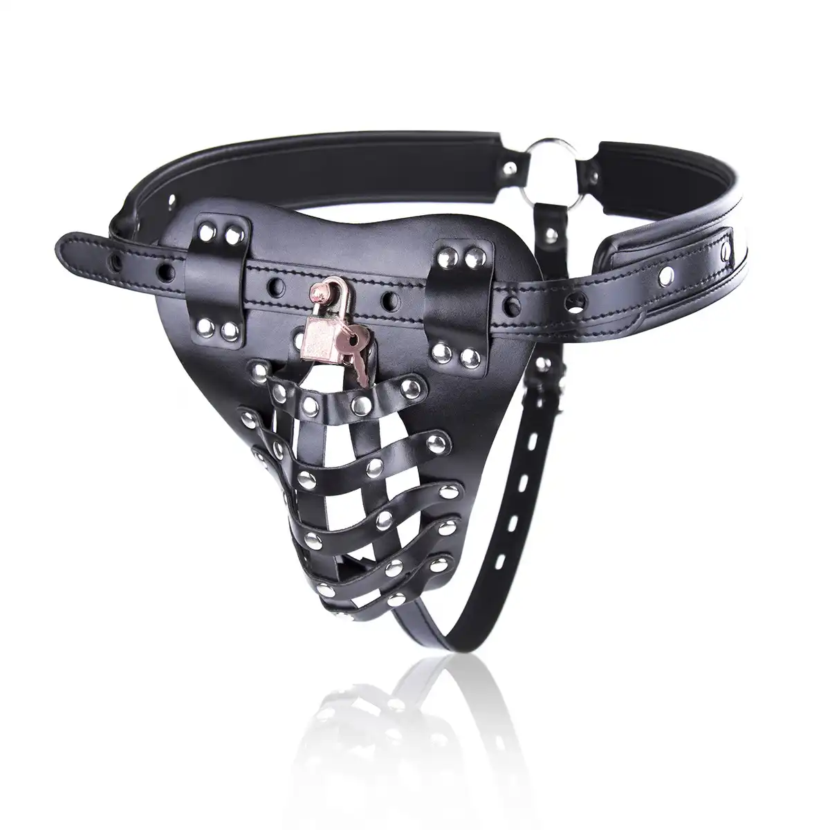 Black penis lock cage chastity belt for men
