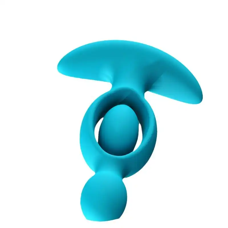 Blue large vibrating beaded butt plug for women