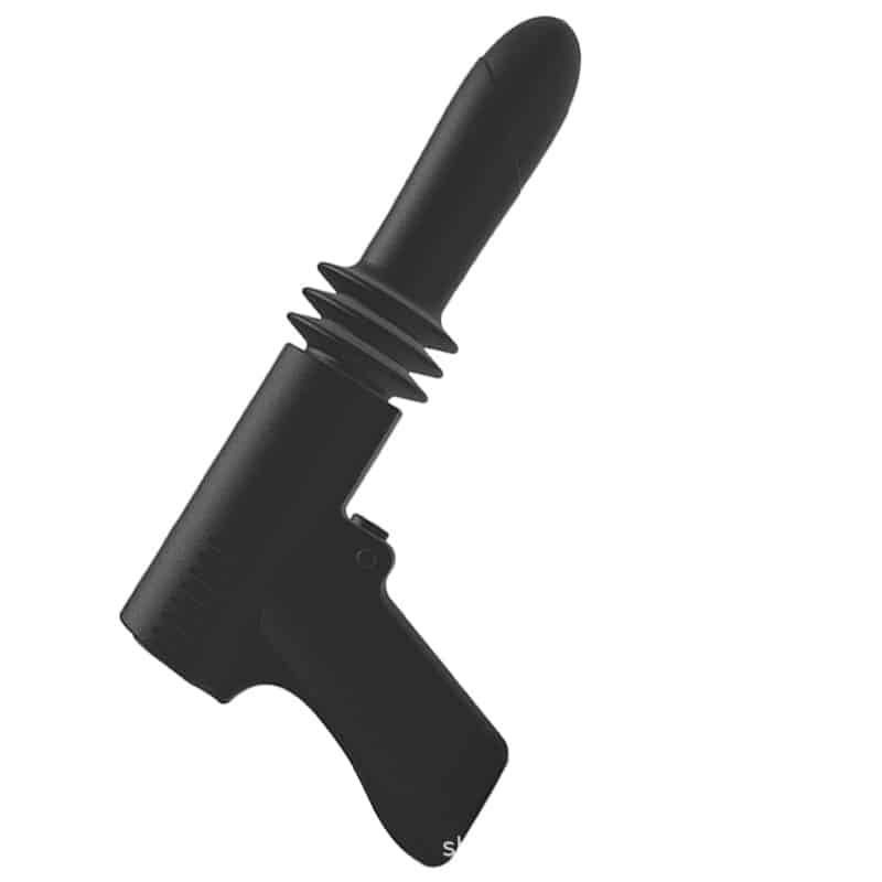 Black gun-shaped thrusting dildo vibrator
