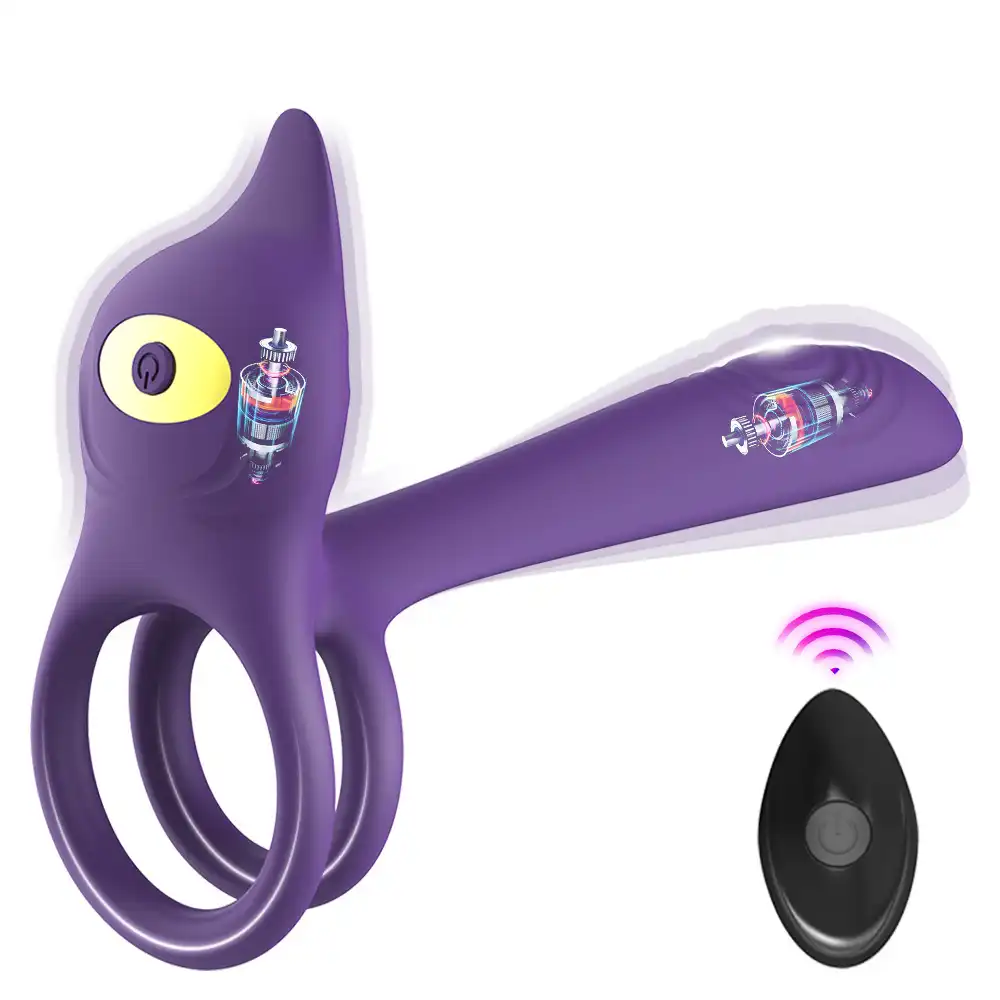 Purple monster couples vibrator with a ring