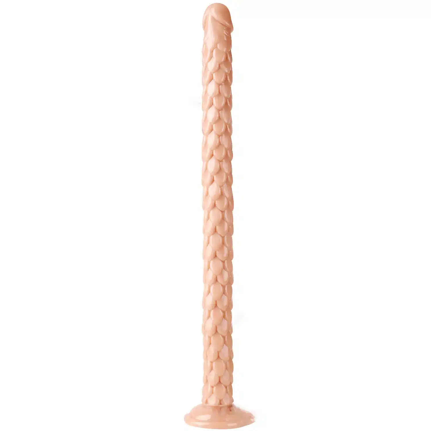 Flesh-colored long scale-patterned dildo