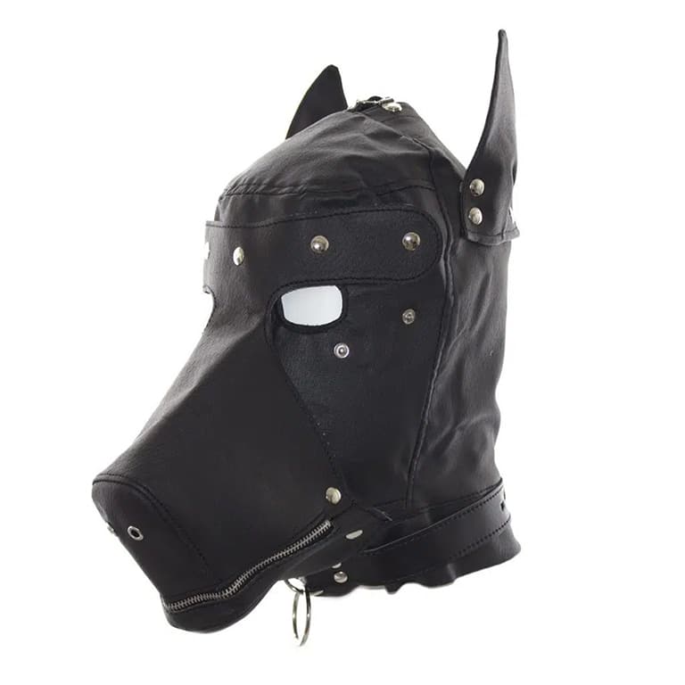 Leather Dog Hood with Muzzle