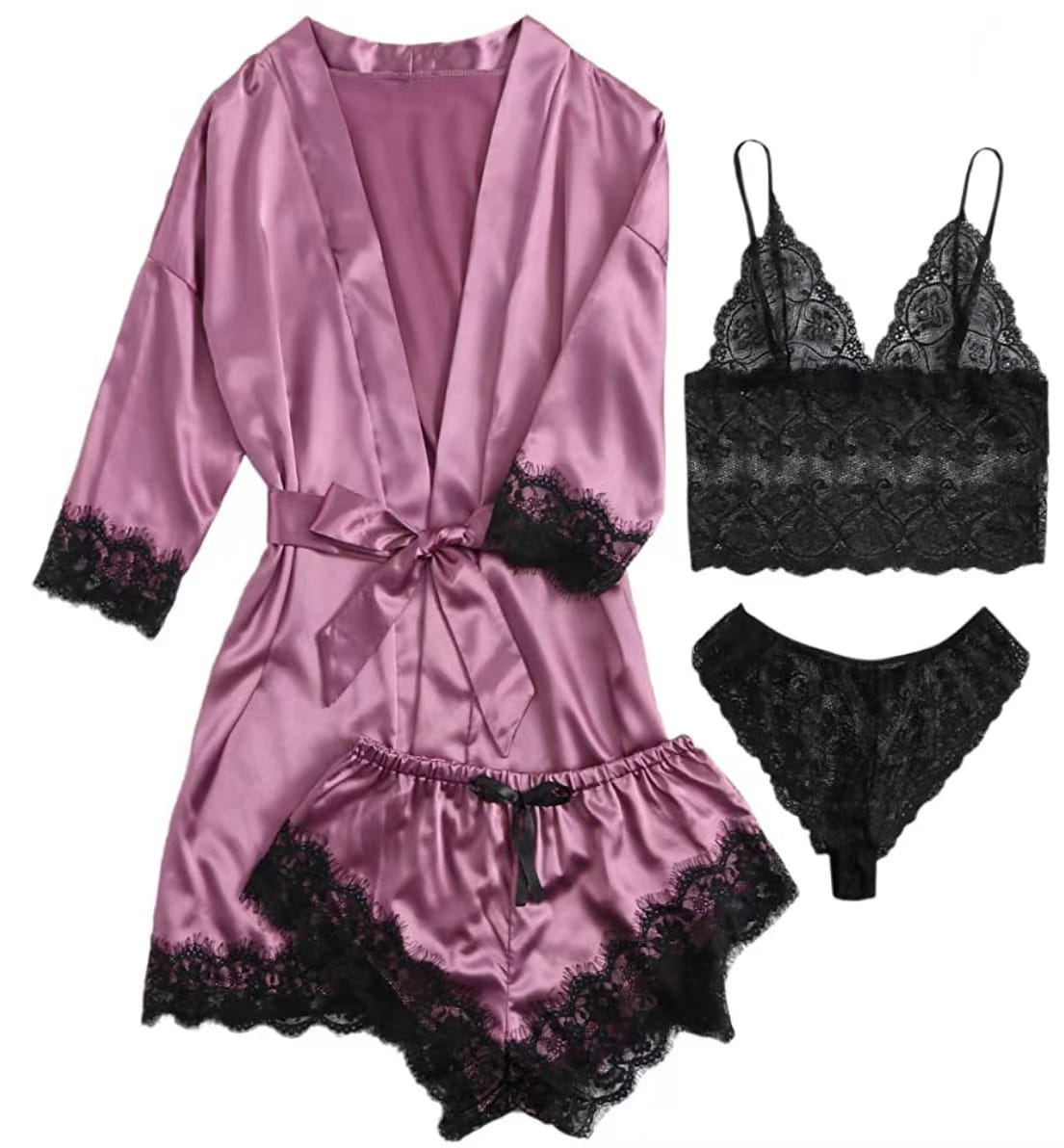 4PCS Sexy Lace Pyjama Set