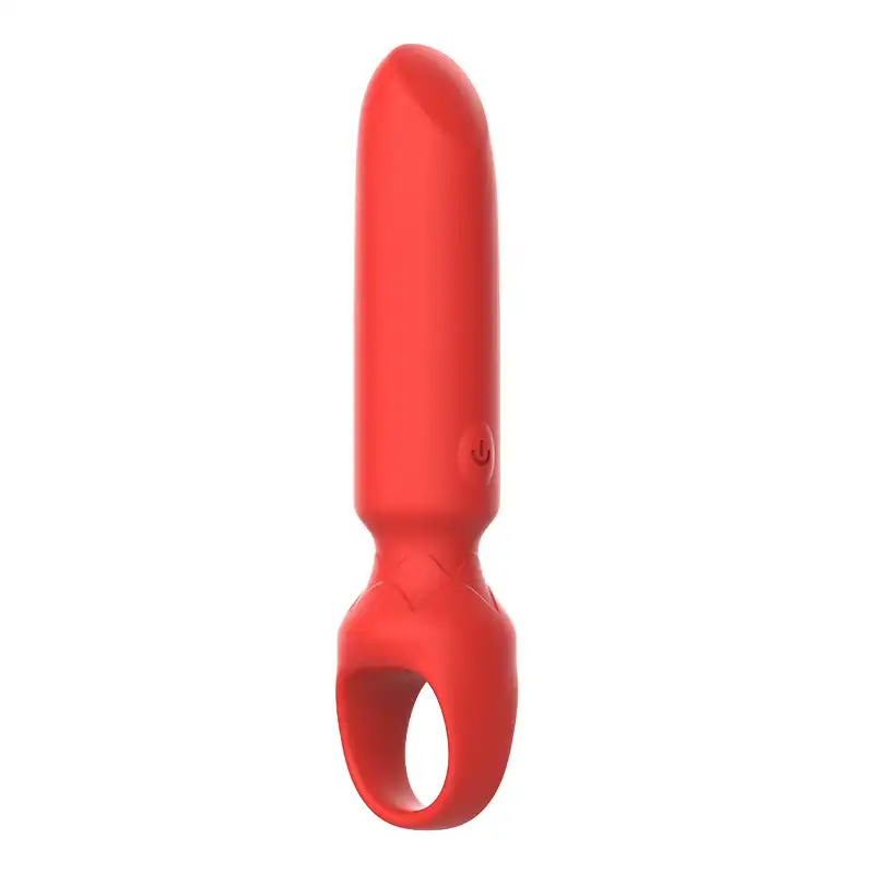 Red bullet lipstick vibrator with a ring
