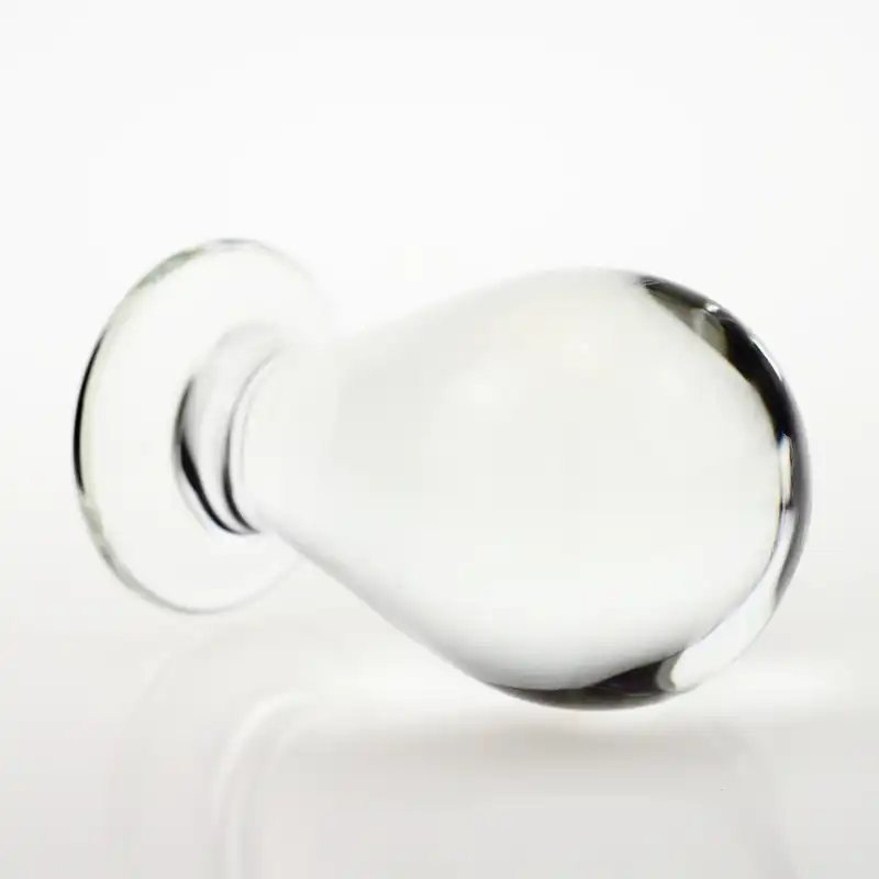 Transparent round-tipped large glass butt plug