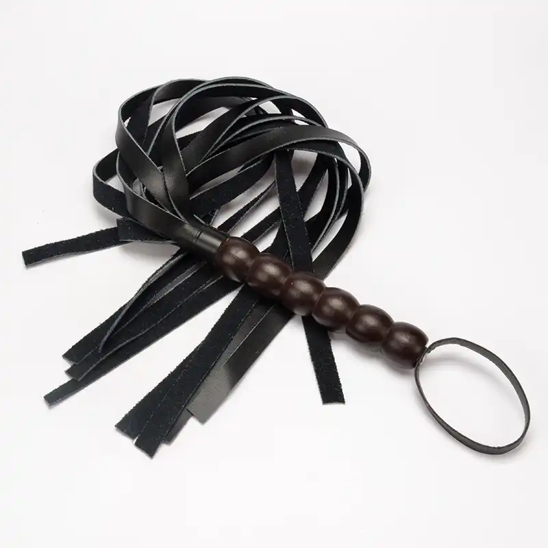 Black genuine leather flogger