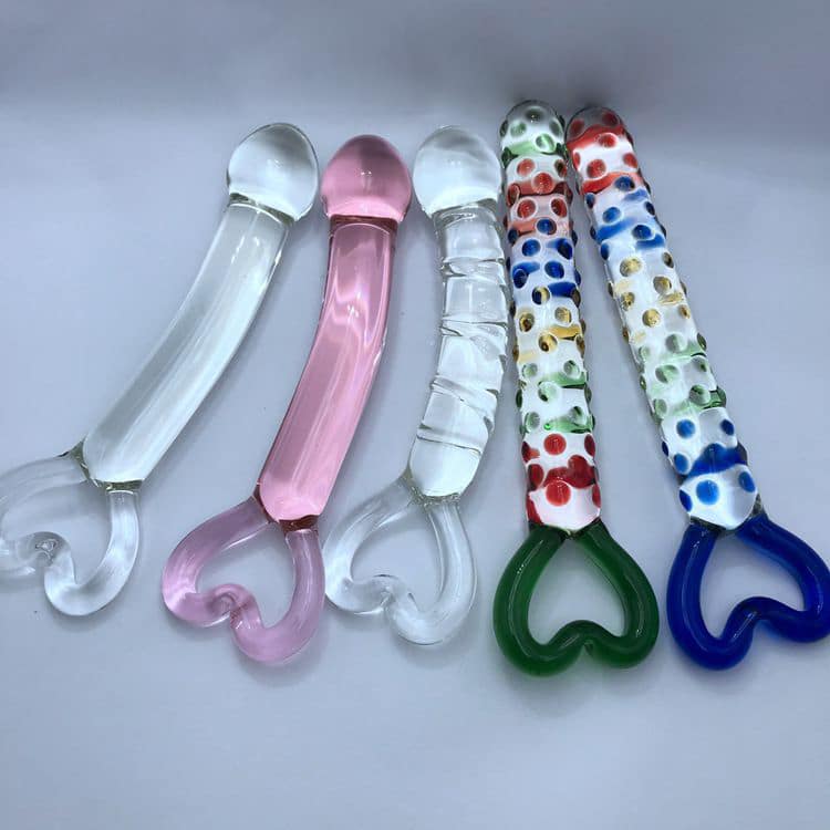 Different Texture glass heart dildo