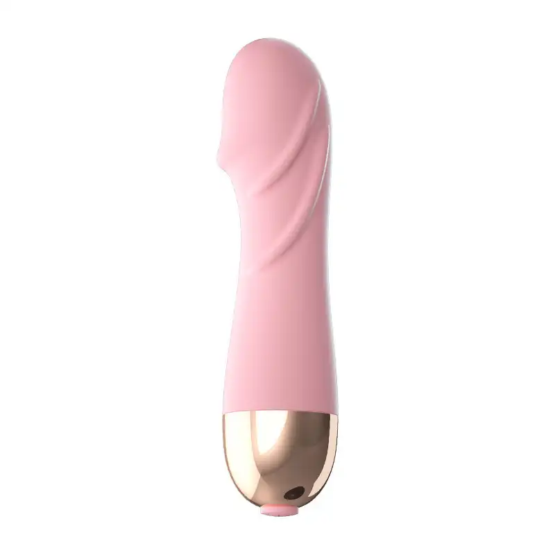 Pink small dildo vibrator with metal handle