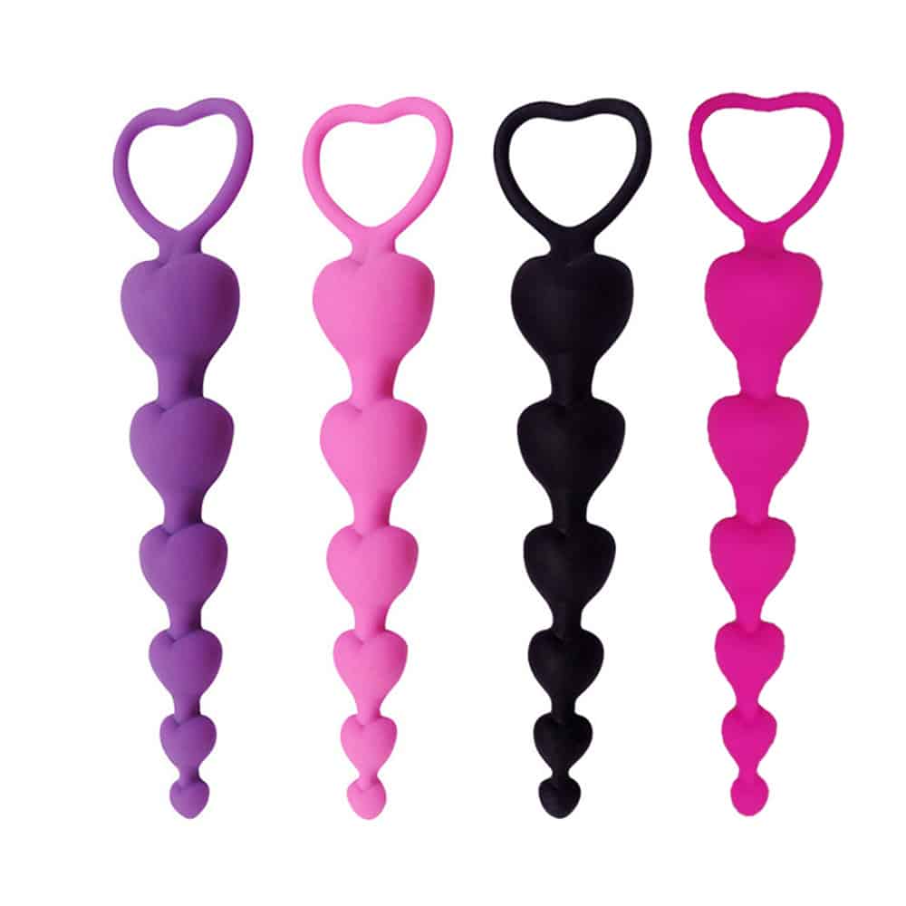 Heart end silicone anal beads