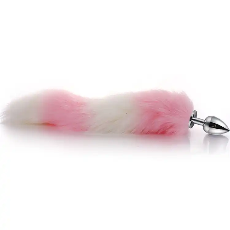 Pink small metal butt plug tail for women