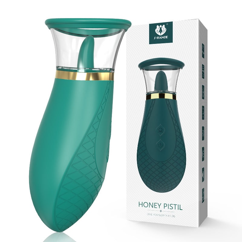S-hande tongue vibrator with pussy cup