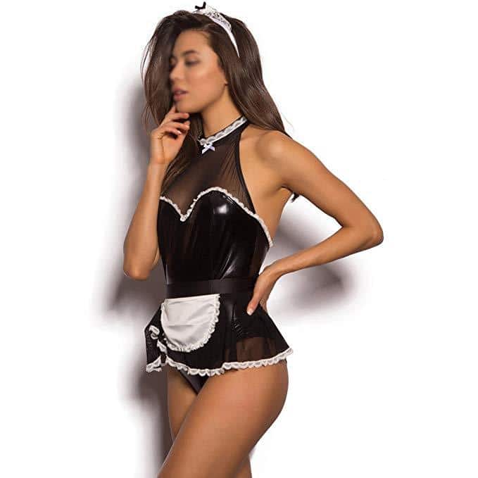 Wet Look Maid Costume