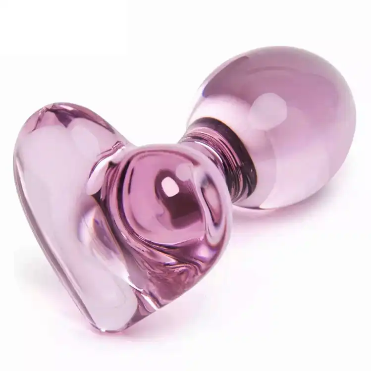 Pink glass heart butt plug