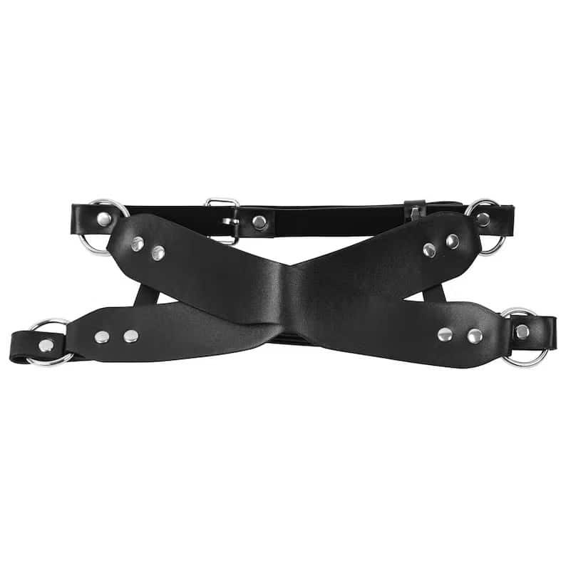 Black cross shaped leather eye mask
