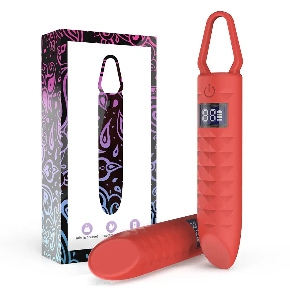 Red bullet lipstick vibrator with display