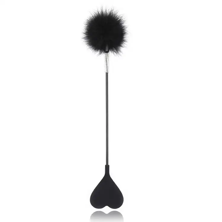 Heart-shaped feather tickle stick