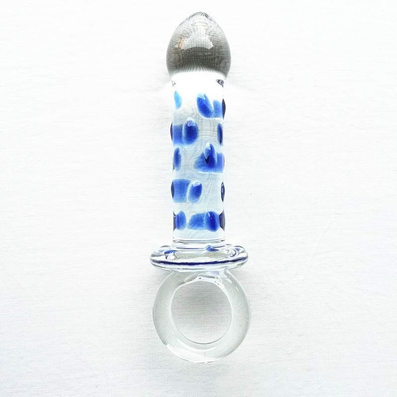 Small glass dildo with pull ring LY-205