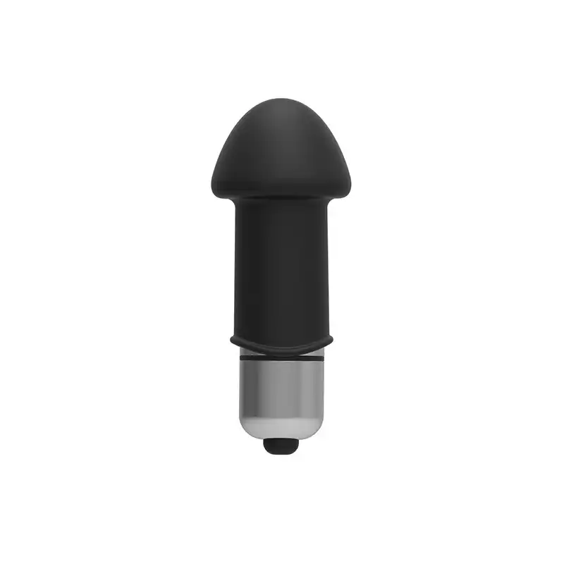 Black mushroom-shaped small vibrating butt plug